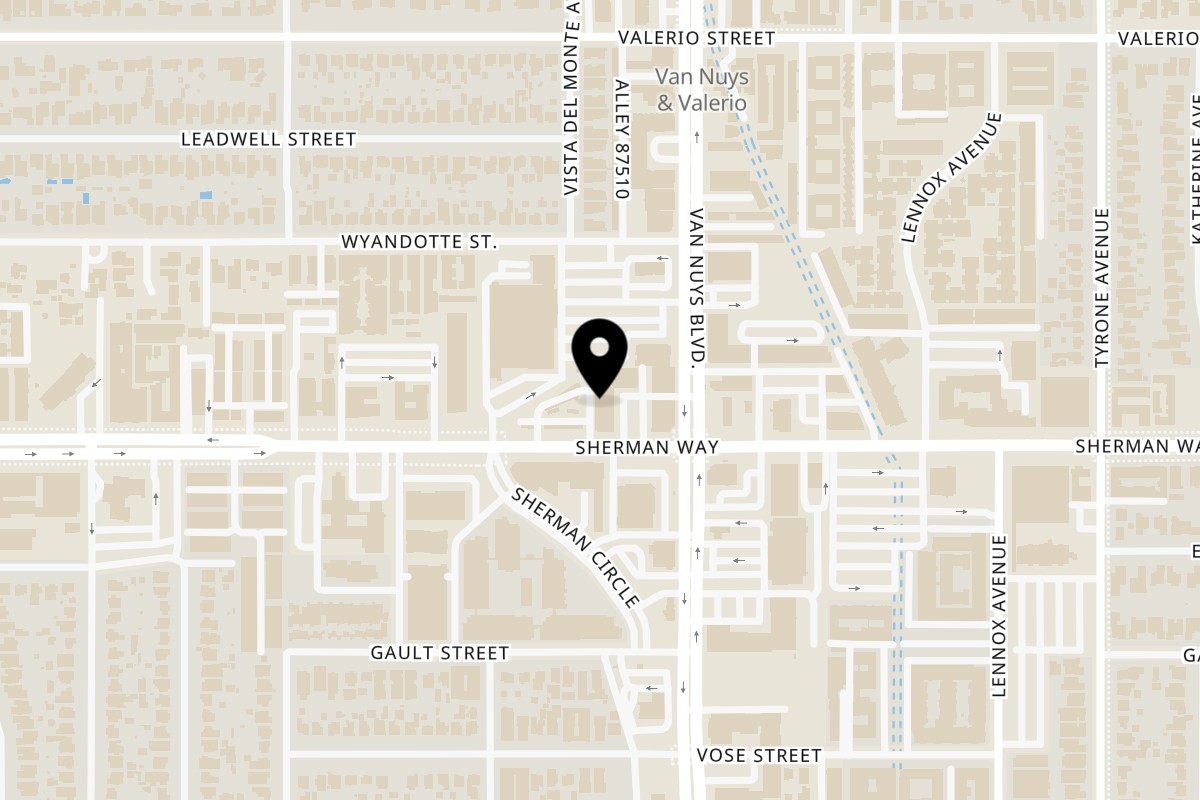 Map showing the location of Hamburguetza Van Nuys on 14519 Sherman Way in Van Nuys